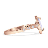 Art Deco Engagement Ring Halo Marquise Natural Moonstone 925 Sterling Silver