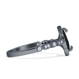 Art Deco Engagement Ring Halo Marquise Natural Black Onyx 925 Sterling Silver