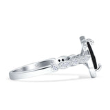 Art Deco Engagement Ring Halo Marquise Natural Black Onyx 925 Sterling Silver