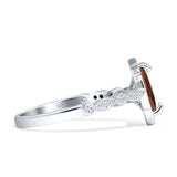 Art Deco Engagement Ring Halo Marquise Natural Chocolate Smoky Quartz 925 Sterling Silver