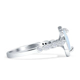 Art Deco Engagement Ring Halo Marquise Cubic Zirconia 925 Sterling Silver