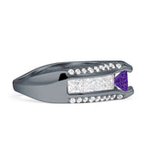 Round Engagement Ring Vintage Style Cubic Zirconia 925 Sterling Silver