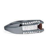 Round Engagement Ring Vintage Style Natural Chocolate Smoky Quartz 925 Sterling Silver