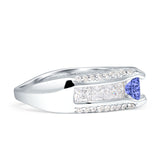 Round Engagement Ring Vintage Style Cubic Zirconia 925 Sterling Silver
