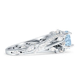 Round Engagement Ring Split Shank Cubic Zirconia 925 Sterling Silver