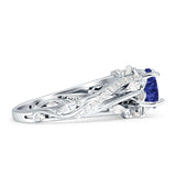 Round Engagement Ring Split Shank Cubic Zirconia 925 Sterling Silver