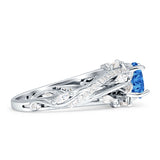 Round Engagement Ring Split Shank Cubic Zirconia 925 Sterling Silver