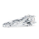 Round Engagement Ring Split Shank Cubic Zirconia 925 Sterling Silver