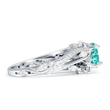 Round Engagement Ring Split Shank Cubic Zirconia 925 Sterling Silver