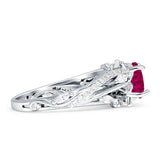 Round Engagement Ring Split Shank Cubic Zirconia 925 Sterling Silver