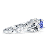 Round Engagement Ring Split Shank Cubic Zirconia 925 Sterling Silver