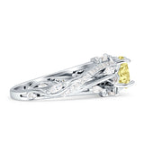 Round Engagement Ring Split Shank Cubic Zirconia 925 Sterling Silver