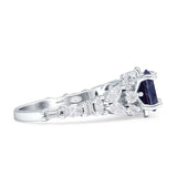 Round Lab Alexandrite Pear Teardrop Engagement Ring 925 Sterling Silver