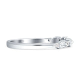 2.8mm Vintage Leaf Style floral Half Eternity Wedding Band Cubic Zirconia 925 Sterling Silver