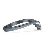 8mm Contour Curved V-Band Vintage Pear Teardrop Chevron Ring Cubic Zirconia 925 Sterling Silver
