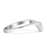 8mm Contour Curved V-Band Vintage Pear Teardrop Chevron Ring Cubic Zirconia 925 Sterling Silver