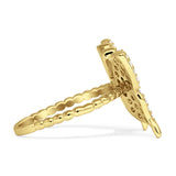 Beaded Band Milgrain Butterfly Finger Ring Cubic Zirconia 925 Sterling Silver