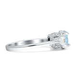 Three Stone Round Pear Teardrop Cubic Zirconia Trilogy Engagement Ring 925 Sterling Silver