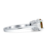 Three Stone Round Pear Teardrop Cubic Zirconia Trilogy Engagement Ring 925 Sterling Silver