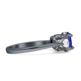 Three Stone Round Pear Teardrop Cubic Zirconia Trilogy Engagement Ring 925 Sterling Silver