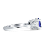 Three Stone Round Pear Teardrop Cubic Zirconia Trilogy Engagement Ring 925 Sterling Silver