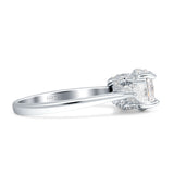 Three Stone Round Pear Teardrop Cubic Zirconia Trilogy Engagement Ring 925 Sterling Silver