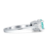 Three Stone Round Pear Teardrop Cubic Zirconia Trilogy Engagement Ring 925 Sterling Silver
