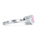 Three Stone Round Pear Teardrop Cubic Zirconia Trilogy Engagement Ring 925 Sterling Silver
