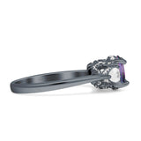 Three Stone Round Pear Teardrop Cubic Zirconia Trilogy Engagement Ring 925 Sterling Silver