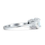 Three Stone Round Pear Teardrop Cubic Zirconia Trilogy Engagement Ring 925 Sterling Silver