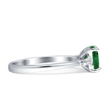 Three Stone Emerald Cut Solitaire Trio Ring Cubic Zirconia 925 Sterling Silver