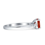 Three Stone Emerald Cut Solitaire Trio Ring Cubic Zirconia 925 Sterling Silver