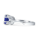 Round Beaded Marquise Vintage Style Cubic Zirconia Engagement Ring 925 Sterling Silver