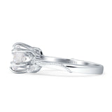Round Beaded Marquise Vintage Style Cubic Zirconia Engagement Ring 925 Sterling Silver