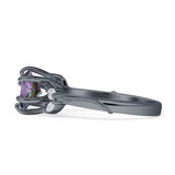 Round Beaded Marquise Vintage Style Cubic Zirconia Engagement Ring 925 Sterling Silver