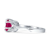 Round Beaded Marquise Vintage Style Cubic Zirconia Engagement Ring 925 Sterling Silver