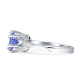 Round Beaded Marquise Vintage Style Cubic Zirconia Engagement Ring 925 Sterling Silver