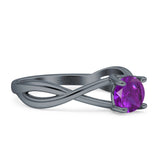 Solitaire Round Split Shank Ring Cubic Zirconia 925 Sterling Silver