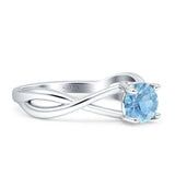 Solitaire Round Split Shank Ring Cubic Zirconia 925 Sterling Silver