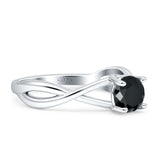 Solitaire Round Split Shank Ring Cubic Zirconia 925 Sterling Silver