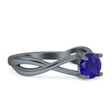 Solitaire Round Split Shank Ring Cubic Zirconia 925 Sterling Silver