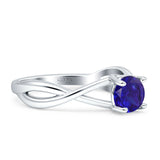 Solitaire Round Split Shank Ring Cubic Zirconia 925 Sterling Silver