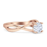 Solitaire Round Split Shank Ring Cubic Zirconia 925 Sterling Silver