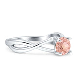 Solitaire Round Split Shank Ring Cubic Zirconia 925 Sterling Silver