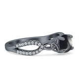 Round Cetlic Trinity Vintage Style Natural Black Onyx Ring 925 Sterling Silver
