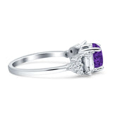 Vintage Style Round Three Stone Ring Cubic Zirconia 925 Sterling Silver