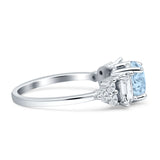 Vintage Style Round Three Stone Ring Cubic Zirconia 925 Sterling Silver