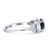 Vintage Style Round Three Stone Ring Cubic Zirconia 925 Sterling Silver