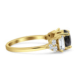 Vintage Style Round Three Stone Ring Cubic Zirconia 925 Sterling Silver
