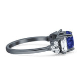 Vintage Style Round Three Stone Ring Cubic Zirconia 925 Sterling Silver